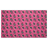 ペイズリーパターン、白黒赤紫のピンク ファブリック (ファットクウォーター)