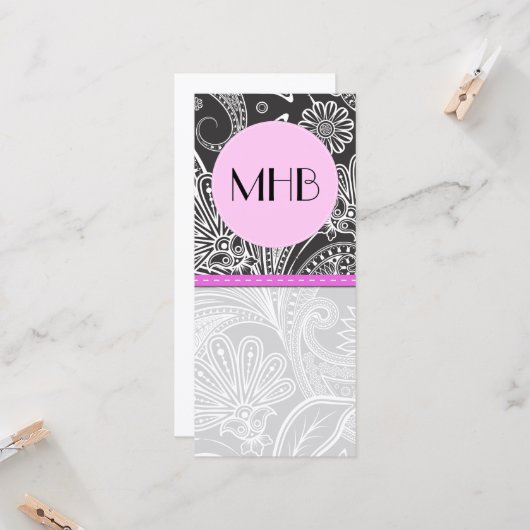 ペイズリーパターン、白黒、モノグラム (正面/裏面インサイチュ)