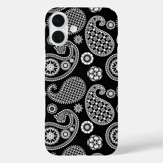 ペイズリーパターン、白黒 Case-Mate iPhoneケース (裏面)