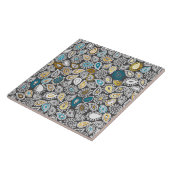 ペイズリーパターン(白、灰色、金ゴールド、ターコイズ) タイル (側面)