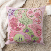 ペイズリーパターン、花及びカスタムなモノグラムの枕 クッション (ブランケット)