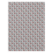 ペイズリーパターン、黒、白、赤 テーブルクロス (正面)