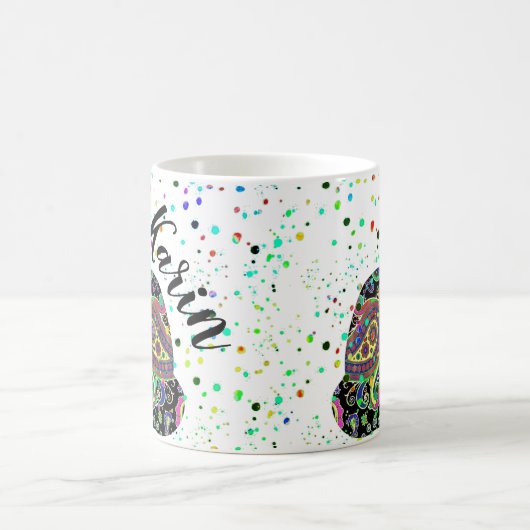 ペイズリーパーソナライズされたネコと蝶コーヒーマグ コーヒーマグカップ (中央)