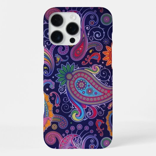 ペイズリーパープルピンク iPhoneケース (裏面)