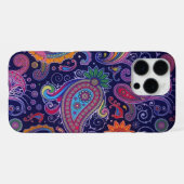 ペイズリーパープルピンク iPhoneケース (裏面横)