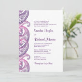ペイズリーパープル&ピンク伝統的インディアン結婚ズ 招待状 (スタンド正面)