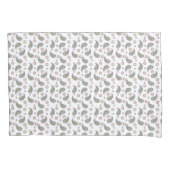 ペイズリーピンクの花ドットパターングリーンパープル 枕カバー (正面)