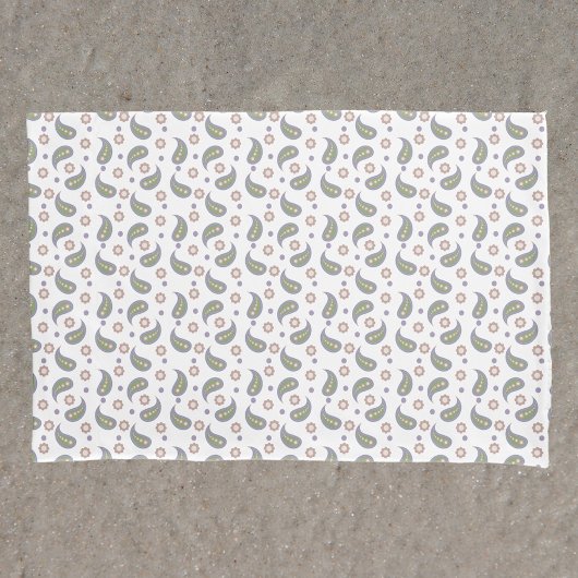 ペイズリーピンクの花ドットパターングリーンパープル 枕カバー