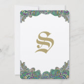 ペイズリーピーコックカラー結婚式招待状 招待状 (裏面)