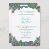 ペイズリーピーコックカラー結婚式招待状 招待状 (正面/裏面)