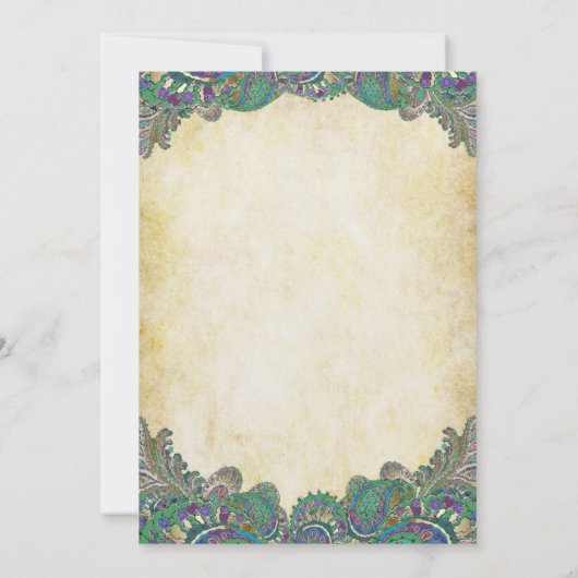 ペイズリーピーコックカラー結婚式招待状 招待状 (裏面)