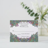 ペイズリーピーコックカラーRSVP 出欠カード (スタンド正面)