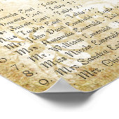 ペイズリーピーコックパープル結婚金ゴールドの座席表 ポスター (角)