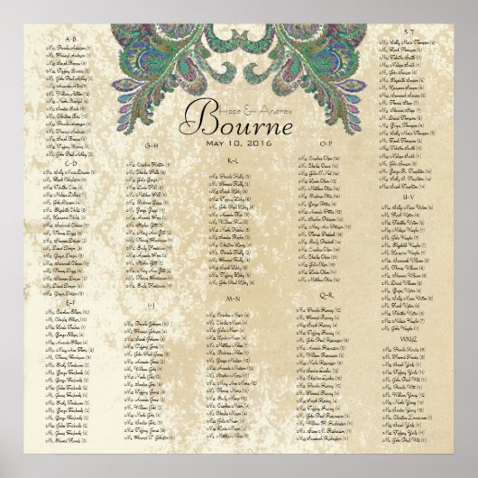 ペイズリーピーコック – 使用35 x 35サイズ(200ゲスト) ポスター (正面)