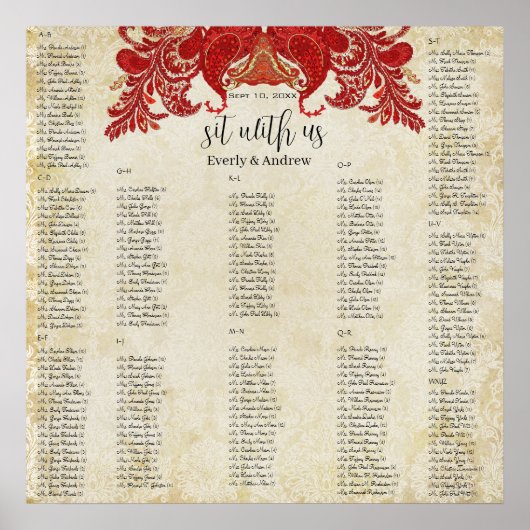 ペイズリーピーコック – 使用35 x 35サイズ(200ゲスト) ポスター (正面)