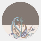 ペイズリーフォーク私のキッチン料理ギフトシール ラウンドシール (正面)