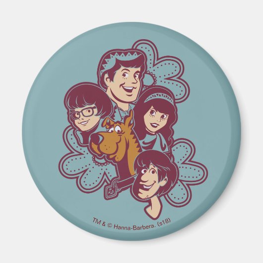 ペイズリーフラワースクービードゥーと集団 マグネット (正面)