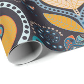 ペイズリーフローラのシームレスなパターン。黒い背景 ラッピングペーパー (ロールコーナー)