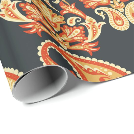 ペイズリーフローラの東洋民族パターン。シームレスA ラッピングペーパー (ロールコーナー)