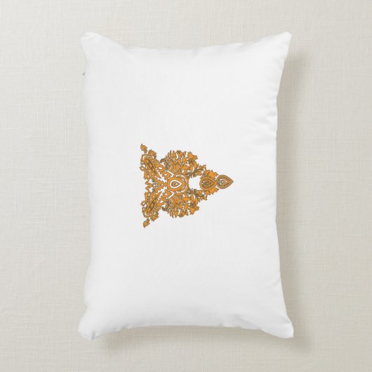 ペイズリーフローラアート・オレンジボホデコール アクセントクッション (正面(垂直))