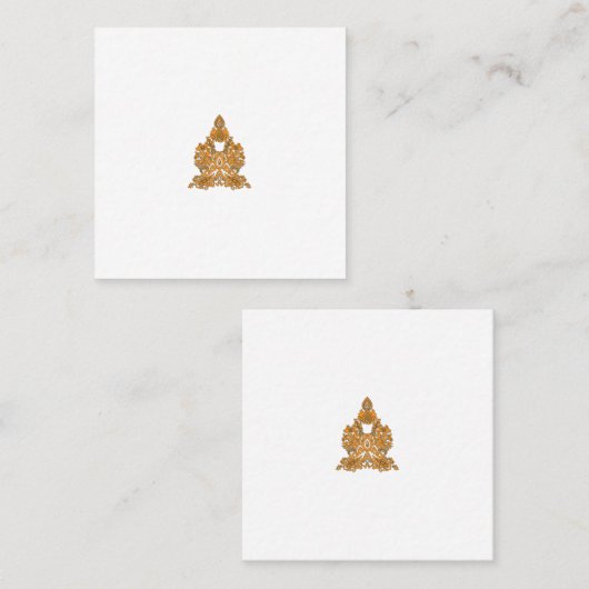 ペイズリーフローラアート・オレンジボホデコール スクエア名刺 (正面/裏面)