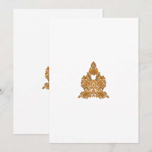 ペイズリーフローラアート・オレンジボホデコール セーブザデート (正面/裏面)