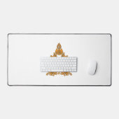 ペイズリーフローラアート・オレンジボホデコール デスクマット (キーボード&マウス)