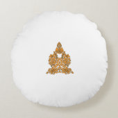 ペイズリーフローラアート・オレンジボホデコール ラウンドクッション (正面)