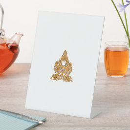 ペイズリーフローラアート・オレンジボホデコール 台座サイン