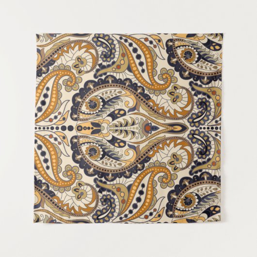 ペイズリーフローラ:シカラフルームレスデザイン タペストリー (正面(横))