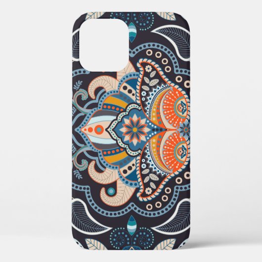 ペイズリーフローラ:暗いインディアンパターン Case-Mate iPhoneケース (裏面)