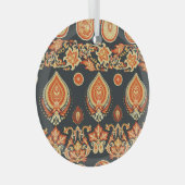 ペイズリーフローラ:東洋の民族シームレス ガラスオーナメント (正面右)