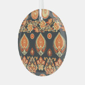 ペイズリーフローラ:東洋の民族シームレス ガラスオーナメント (正面左)