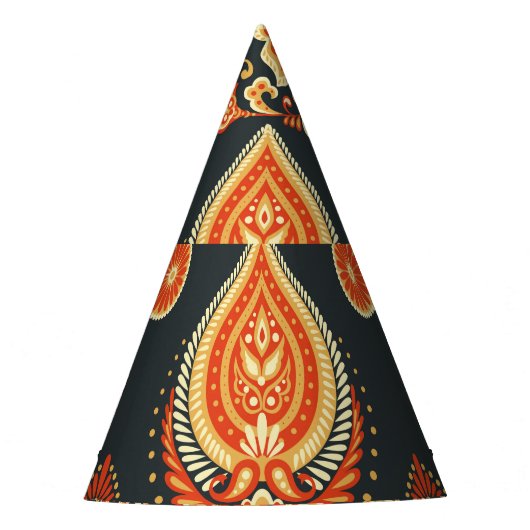 ペイズリーフローラ：東洋の民族シームレス パーティーハット (正面)