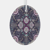 ペイズリーフローラ、正方形ポケットデザイン。 ガラスオーナメント (正面右)