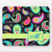 ペイズリーブラックカラフルパタモダンーンモノグラム マウスパッド (正面)