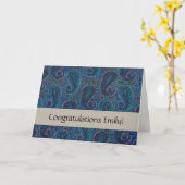 ペイズリーブルーインディアンボホアートパターン カード (黄色い花)