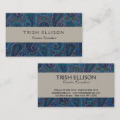 ペイズリーブルーインディアンボホアートパターン 名刺 (正面/裏面)