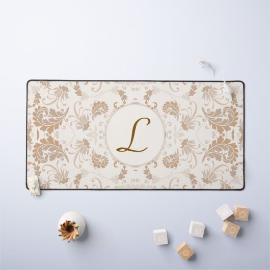 ペイズリーベージエステモダンティックTan Brown Init. デスクマット (キッズテーブル)