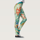 ペイズリーホースグリーンオレンジブルーパターン レギンス (右)