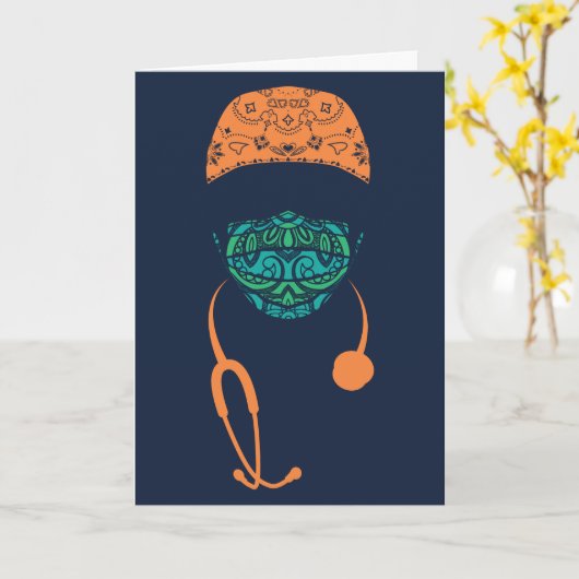 ペイズリーマスク カード (黄色い花)