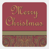 ペイズリーメリークリスマスホリデー スクエアシール (正面)