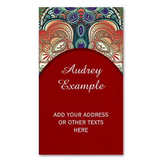 ペイズリーモザイクパターンI +あなたのアイディア マグネット名刺 (正面縦)