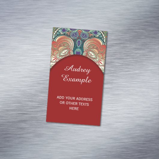 ペイズリーモザイクパターンI +あなたのアイディア マグネット名刺 (インサイチュ)