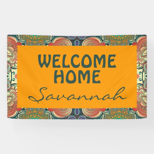 ペイズリーモザイクパターンI +あなたのアイディア 横断幕 (横)