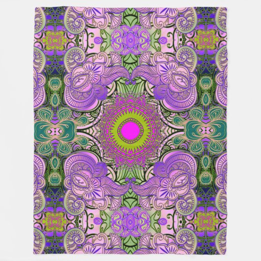 ペイズリーモザイクパターンII +アイディア フリースブランケット (正面)