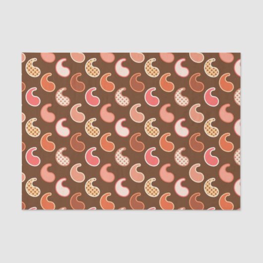 ペイズリーモダンパターン、アーストーン、ココアブラウン 薄葉紙 (正面)