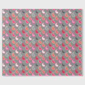 ペイズリーモダンパターン，サンゴ，灰色のピンク ラッピングペーパー (フラット)