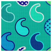 ペイズリーモダンパターン、ターコイズ、ブルー、アクア ファブリック (クローズアップ)