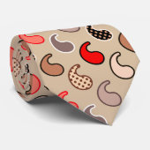 ペイズリーモダンパターン、ベージュ、赤、グレー、コーラル ネクタイ (ロール)